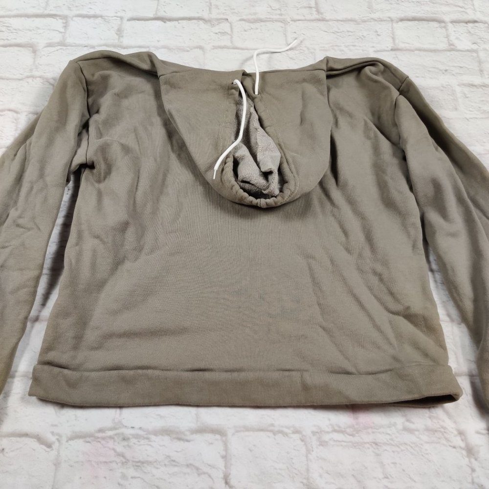 California Republic womens hooded sweatshirt graphic hoodie Cali bear taupe sz L - Picture 5 of 6